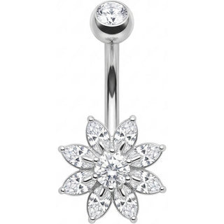 Bauchnabelpiercing Marquise Kristall Blüten Design