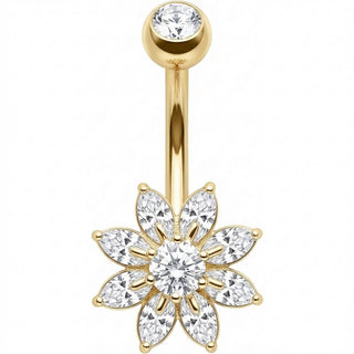 Bauchnabelpiercing Marquise Kristall Blüten Design