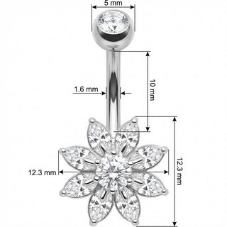 Bauchnabelpiercing Marquise Kristall Blüten Design