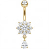 Bauchnabelpiercing Kristallblume mit Tropfenanhänger
