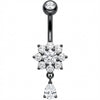 Bauchnabelpiercing Kristallblume mit Tropfenanhänger