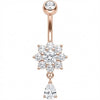 Bauchnabelpiercing Kristallblume mit Tropfenanhänger