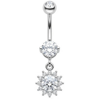Bauchnabelpiercing Funkelnder Kristall Blüten Anhänger