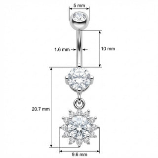 Bauchnabelpiercing Funkelnder Kristall Blüten Anhänger