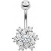 Bauchnabelpiercing Kristall Schneeflocke Baguette Cluster