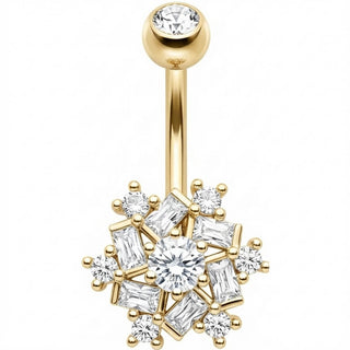 Bauchnabelpiercing Kristall Schneeflocke Baguette Cluster