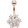 Bauchnabelpiercing Kristall Schneeflocke Baguette Cluster