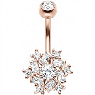 Bauchnabelpiercing Kristall Schneeflocke Baguette Cluster
