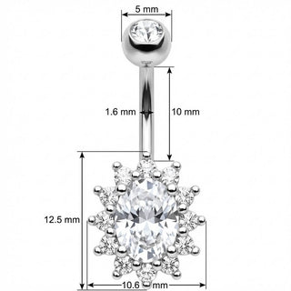Bauchnabelpiercing Ovaler Kristall Halo Strahlenkranz