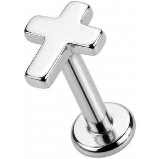 Titan Labret Abgerundetes Kreuz Motiv Innengewinde