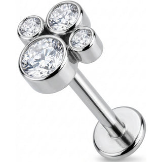 Titan Labret Glitzerndes Pfotenabdruck Design Innengewinde