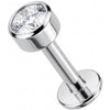 Titan Labret Runder Kristall in Zargenfassung Innengewinde
