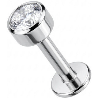 Titan Labret Runder Kristall in Zargenfassung Innengewinde
