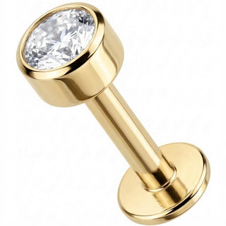 Titan Labret Runder Kristall in Zargenfassung Innengewinde