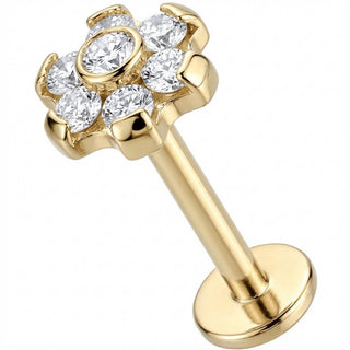 Titan Labret Kristall Blume Cluster Aufsatz Innengewinde