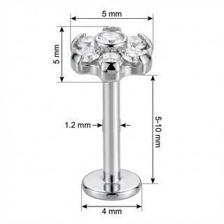 Titan Labret Kristall Blume Cluster Aufsatz Innengewinde