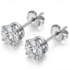 Titanium Earring Four Prong Round Clear Stone