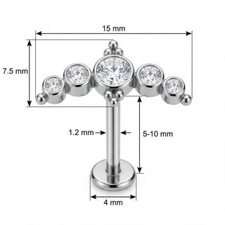 Titan Labret Kristall Tiara Bogen Design Innengewinde