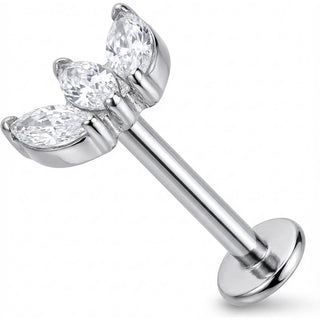 Titan Labret Drei Marquise Kristalle Fächer Innengewinde
