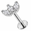 Titanium Labret Triple Marquise Crystal Fan Cluster Internally Threaded
