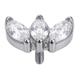 Titanium Top Three Marquise Zircon Fan Internally Threaded