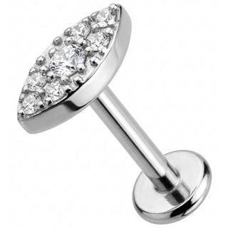 Titan Labret Kristallbesetzte Marquise Form Innengewinde