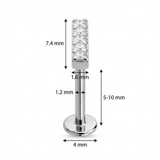 Titan Labret Stab mit fünf Kristallen Innengewinde