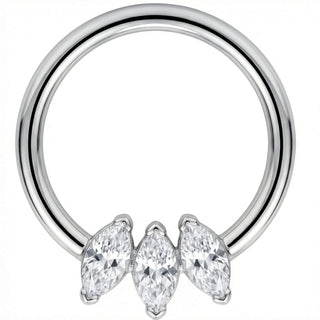 Titanium Ring Triple Marquise Crystal Fan Clicker