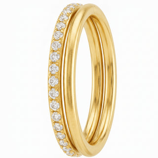 Titanium Ring Double Band Pave Gemstones Clicker