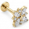 Titan Labret Marquise Kristall Blume Blüte Innengewinde