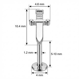 Titan Labret Scharfer Dolch Motiv Aufsatz Innengewinde