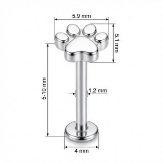 Titan Labret Kleiner Pfotenabdruck Innengewinde