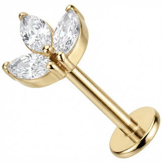 Titan Labret Drei Marquise Kristall Blätter Innengewinde