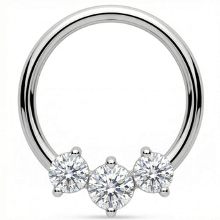 Titanium Ring Triple Crystal Cluster Clicker