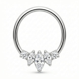 Titanium Ring Five Stone Marquise Crystal Cluster Clicker