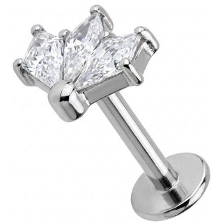 Titan Labret Dreifacher Kristall Fächer Cluster Innengewinde