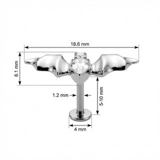 Titan Labret Fledermaus mit klaren Kristallen Innengewinde