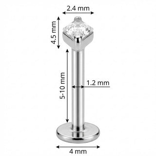 Titan Labret Klarer Rhombus Kristall Innengewinde