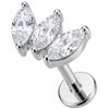 Titan Labret Dreifacher Marquise Kristall Fächer Innengewinde