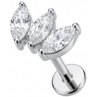 Titan Labret Dreifacher Marquise Kristall Fächer Innengewinde