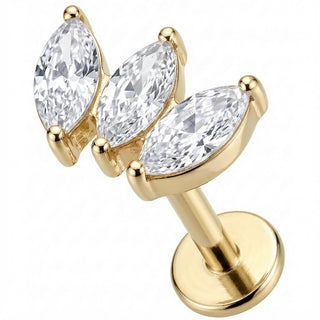 Titan Labret Dreifacher Marquise Kristall Fächer Innengewinde