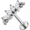 Titan Labret Marquise Kristall Bogen Mit Kugeln Innengewinde