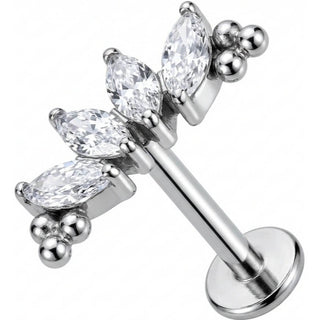 Titan Labret Marquise Kristall Bogen Mit Kugeln Innengewinde