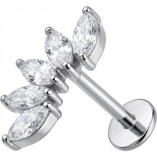 Titan Labret Fünf Marquise Kristalle Fächer Innengewinde