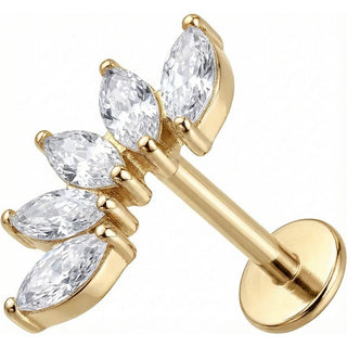 Titan Labret Fünf Marquise Kristalle Fächer Innengewinde