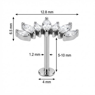 Titan Labret Geschwungener Marquise Kristall Bogen Innengewinde