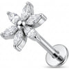 Titan Labret Kristallblüte mit Marquise Blättern Innengewinde
