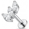 Titan Labret Dreifacher Marquise Kristall Fächer Innengewinde