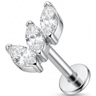 Titan Labret Dreifacher Marquise Kristall Fächer Innengewinde
