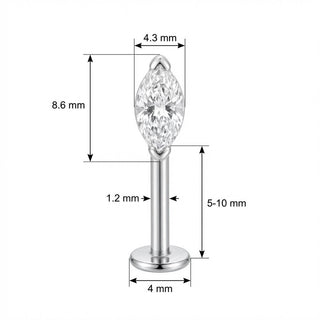 Titan Labret Dreifacher Marquise Kristall Fächer Innengewinde